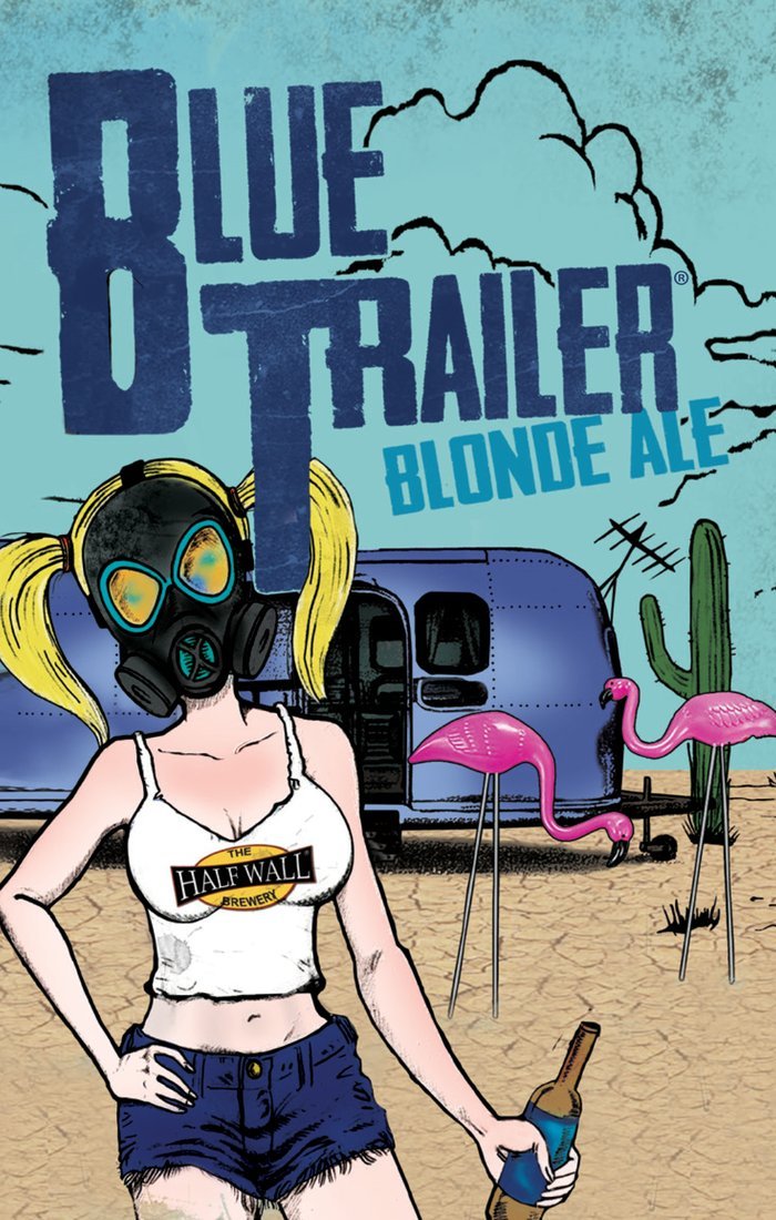 Half Wall Blue Trailer® Blonde Ale label art