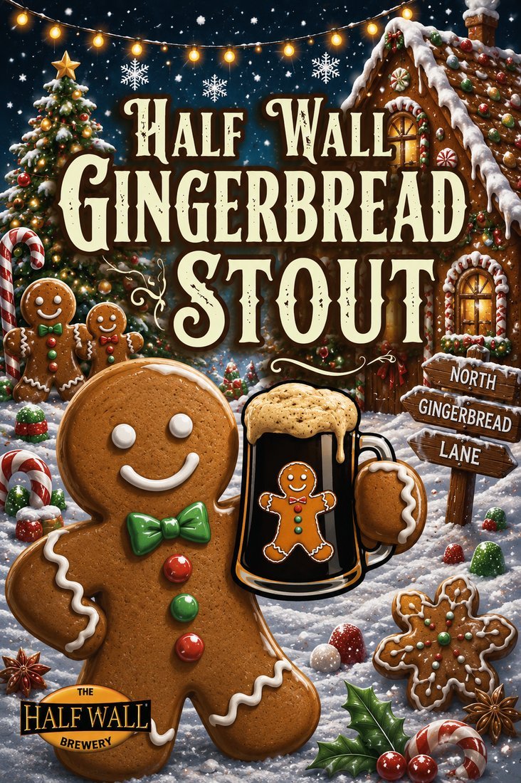 Half Wall Gingerbread Stout label art